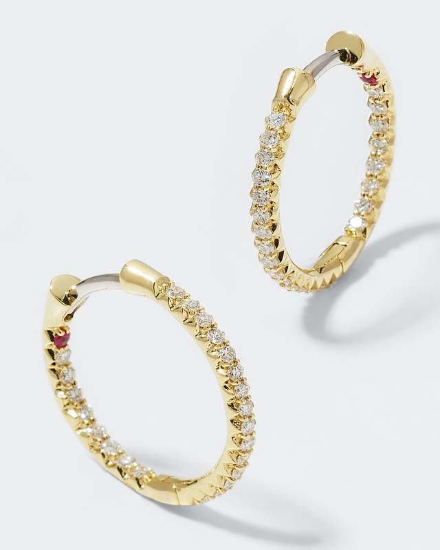 XS Pave Diamond Hoop Earrings